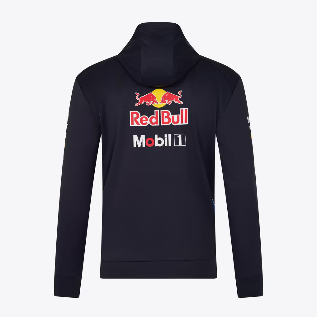 Official Oracle Red Bull Racing 2026 team hoodie in blue and navy, featuring sponsor logos including TAG Heuer, Oracle, and Ford.