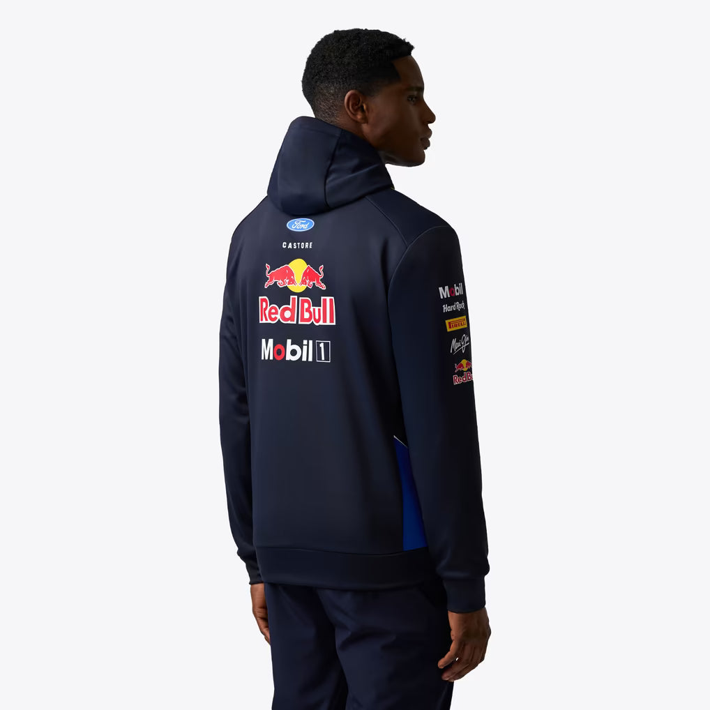 Official Oracle Red Bull Racing 2026 team hoodie in blue and navy, featuring sponsor logos including TAG Heuer, Oracle, and Ford.