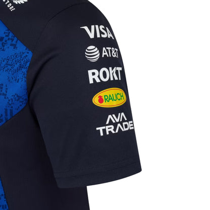 Official Oracle Red Bull Racing 2026 team polo shirt in blue and navy, featuring sponsor logos including Oracle, TAG Heuer, and Ford.