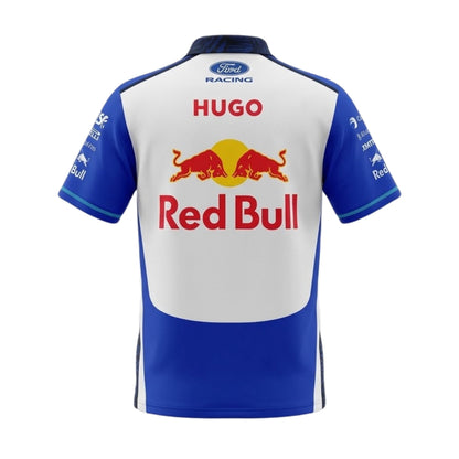 Official Visa Cash App RB 2026 team polo shirt in white and blue, featuring sponsor logos including Visa, Cash App, and Ford Racing.